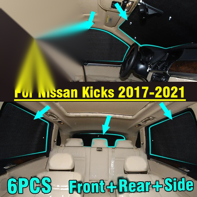 Nissan Kicks 6x Front Side Rear Window Windshield Privacy Sunshade (2017-2021)