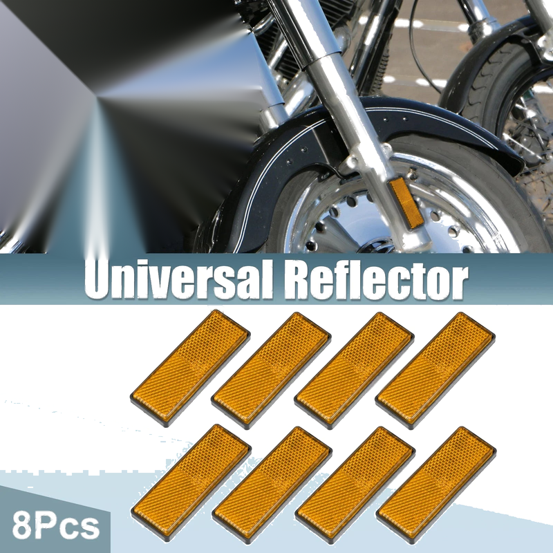 Motorcycle Reflector / 8pcs / Rectangular Stick-on Safety Spoke Reflector Orange