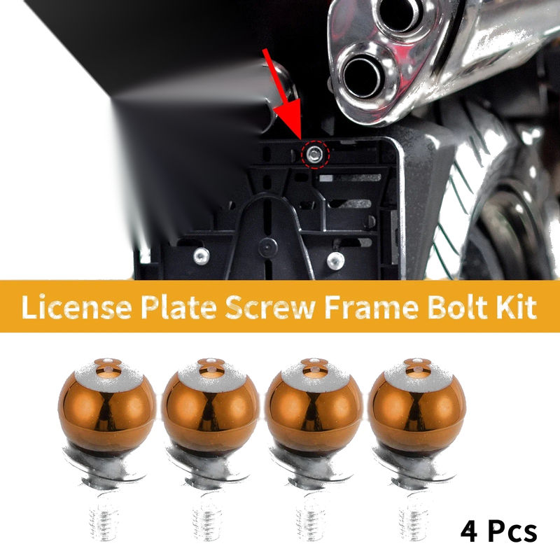 Motorcycle M6 License Plate Screws Cover Orange 40mm