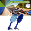 Motorcycle 2 x Rear View Mirrors Oval Shape Handlebar Blue Aluminum Alloy
