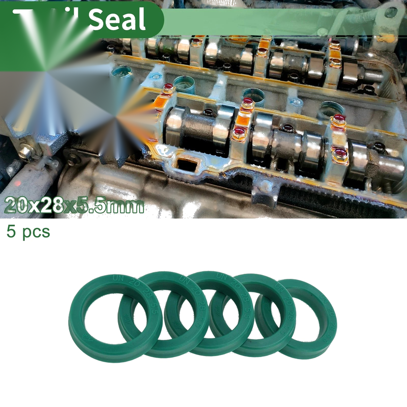 Oil Seal / 20x28x5.5mm / Seal Ring Rotary Shaft Seal TPU Green 5 Pcs