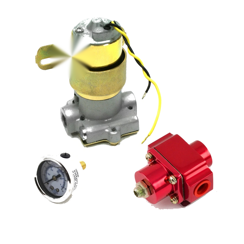 Universal Electric Fuel Pump with Red Regulator & Gauge