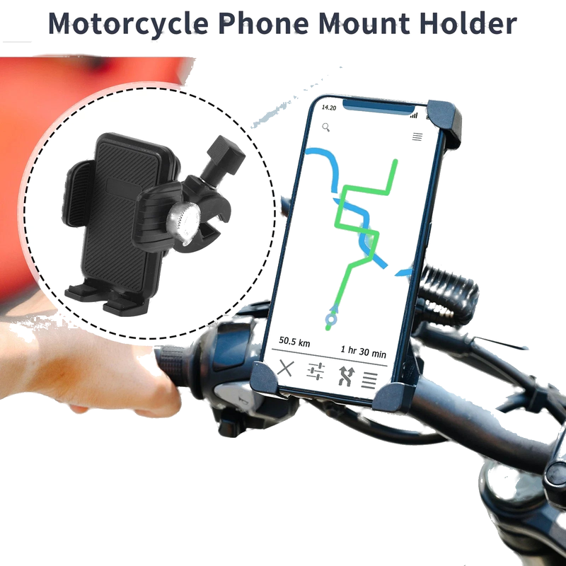 Motorcycle Phone Mount Holder 4.7–7.2 Phones Aluminum Alloy Black