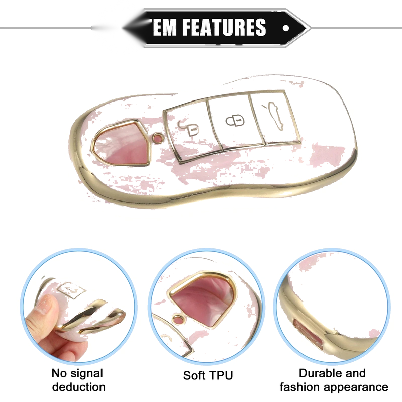Porsche Cayenne (2011-2018) TPU Pink 3 x Button Smart Key Fob Case Cover