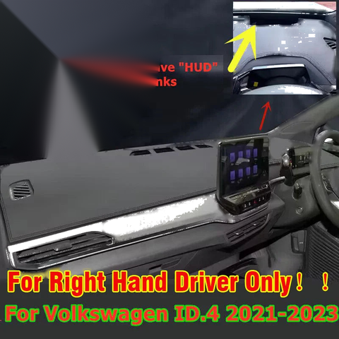 VW ID.4 RHD Leather Dash Cover Protector Mat Pad Black (2021–2023)