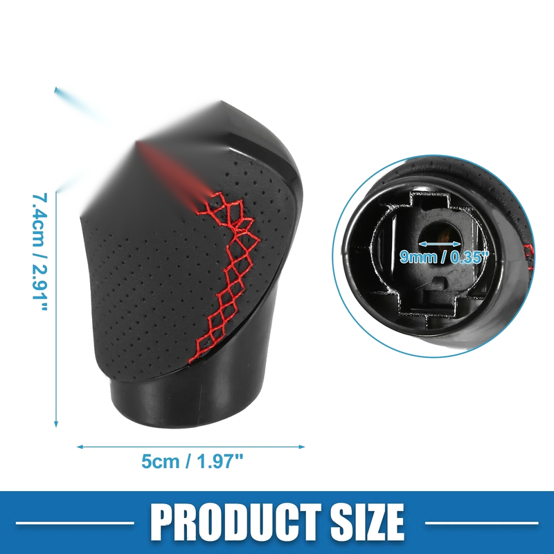 Lexus - Black Faux Leather with Red Thread Gear Shift Knob