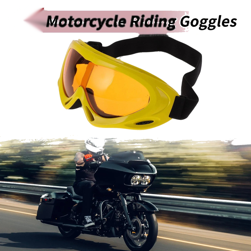 Motorcycle Riding Orange Lens Yellow Frame PC TPU Goggles