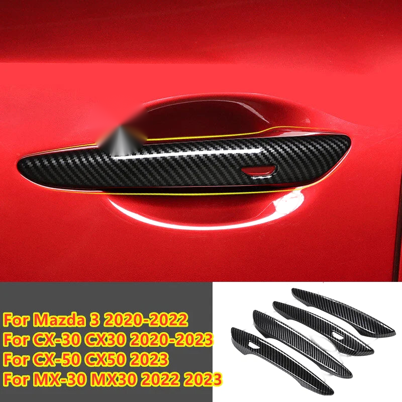 Mazda 3 4X Carbon Fiber Door Handle Cover Trim (2019–2023)