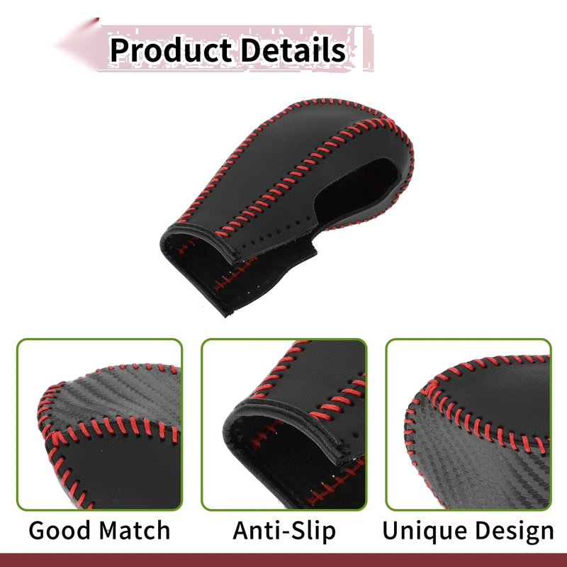 Chevrolet Aveo Carbon Fiber Gear Shift Knob Cover Red Faux Leather