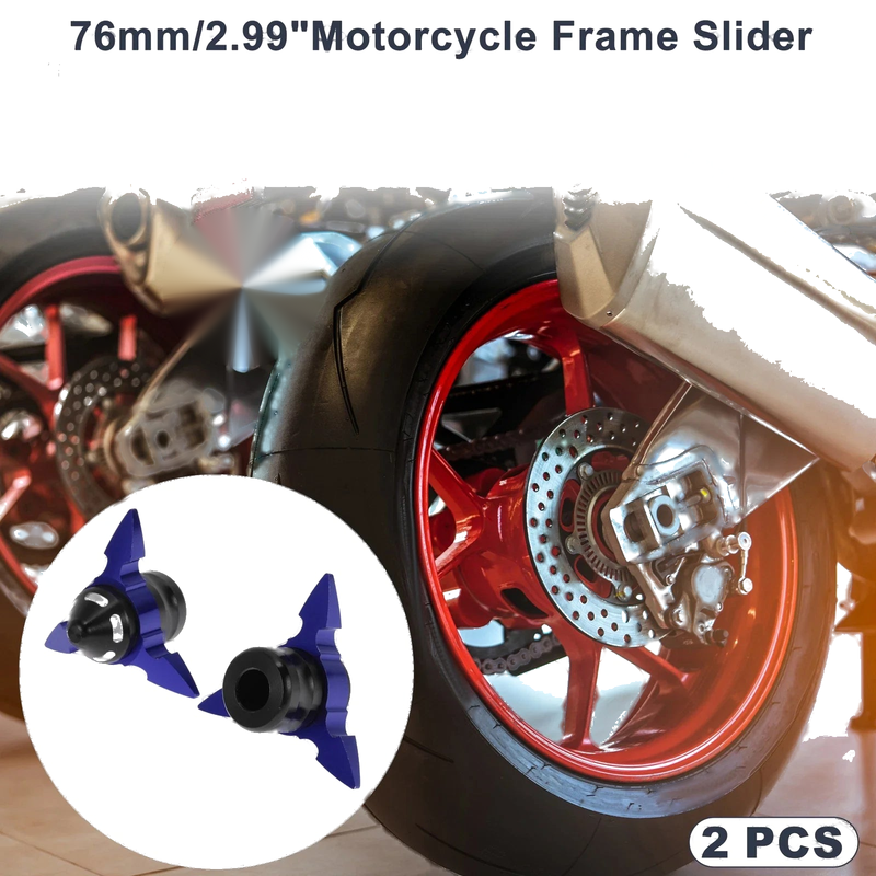 Motorcycle 2 x 0.59" Aluminum Alloy Plastic Slider Frame Blue