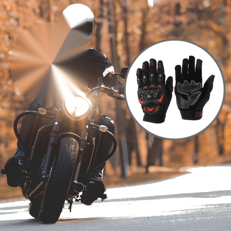 Pair XL Motorcycle Glove Heat Dissipation Cycling Glove Black Red Polar Fleece