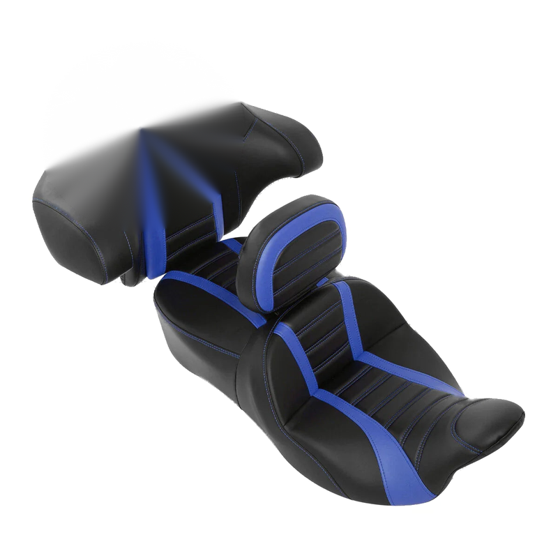 Harley Street Glide Black Blue Driver Passenger Gel Seat Backrests (14-23)