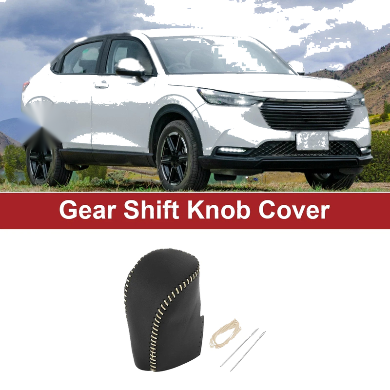 Honda HR-V 2023-2024 Black Beige Faux Leather Car Gear Shift Knob Cover