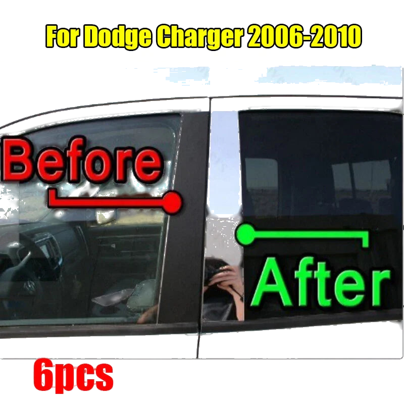 Dodge Charger 6 x Chrome Pillar Trim Door Cover Mirrored Post (2006–2010)