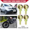 Auto Motorcycle 4 x Banjo Bolt Hose Barb Fitting 16mm ID 8mm OD