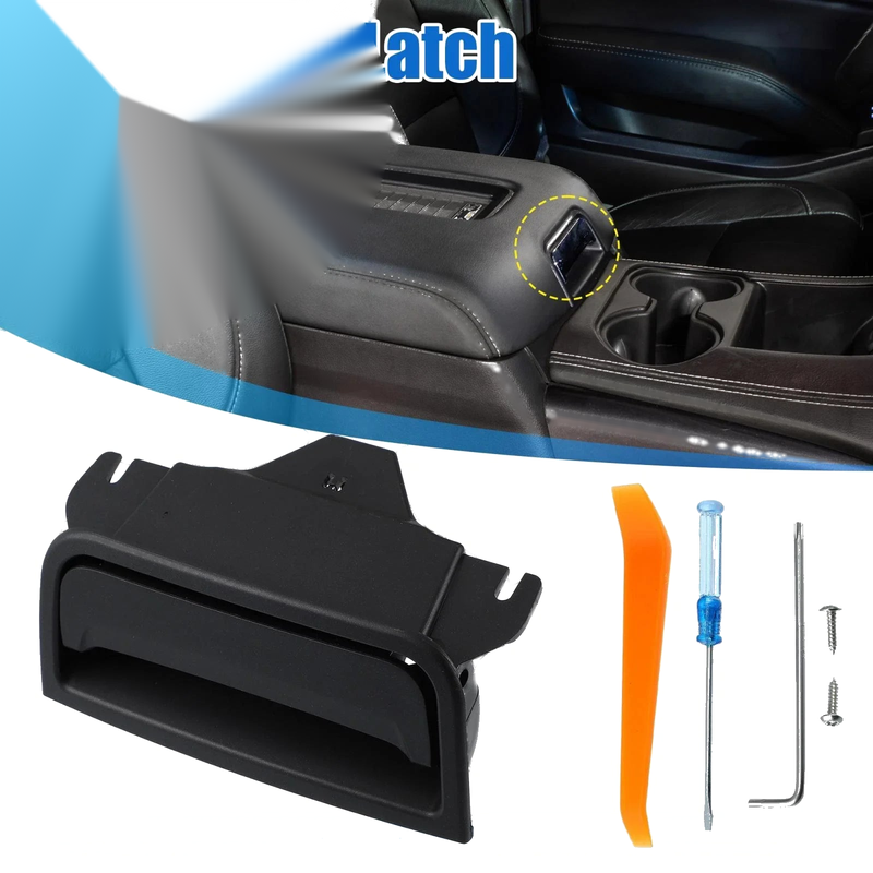 GMC Bright Black 1 x Center Console Cover Lock Armrest Lid Catch Plastic