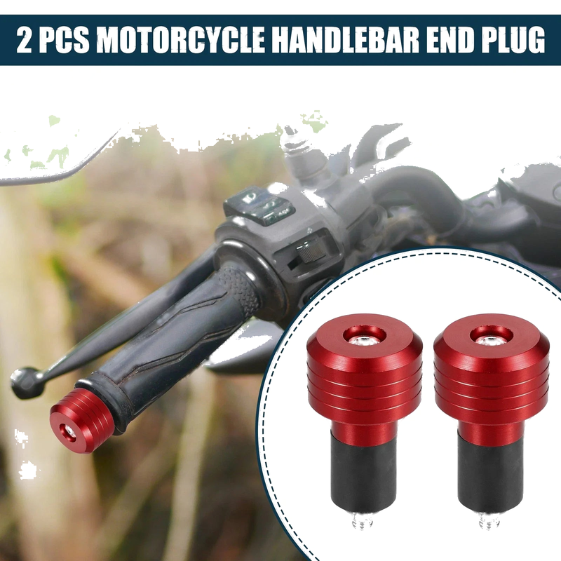 Front Handlebar End Plug Alum Alloy 18-20mm 30mm OD Red 2 x Motorcycle