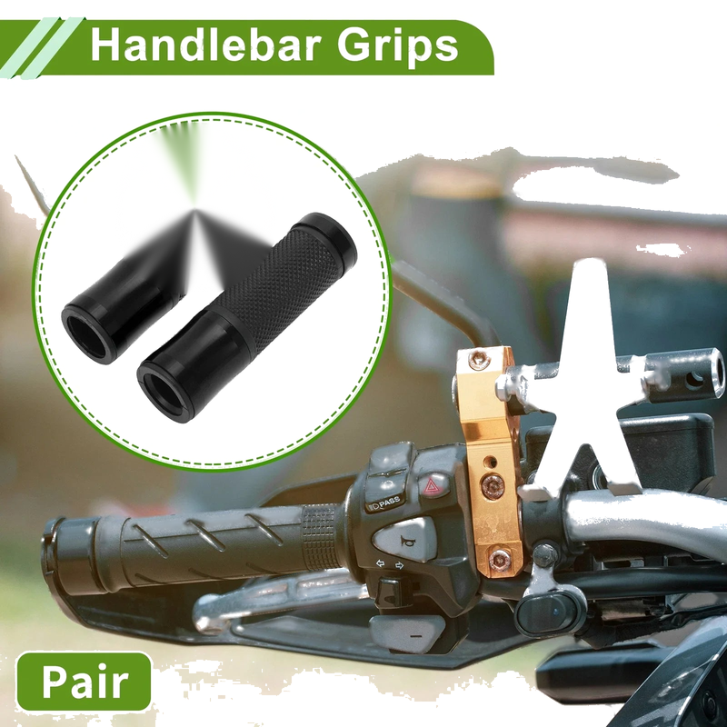 Motorcycle 7/8" 22mm Hand Grips Aluminum Alloy Black