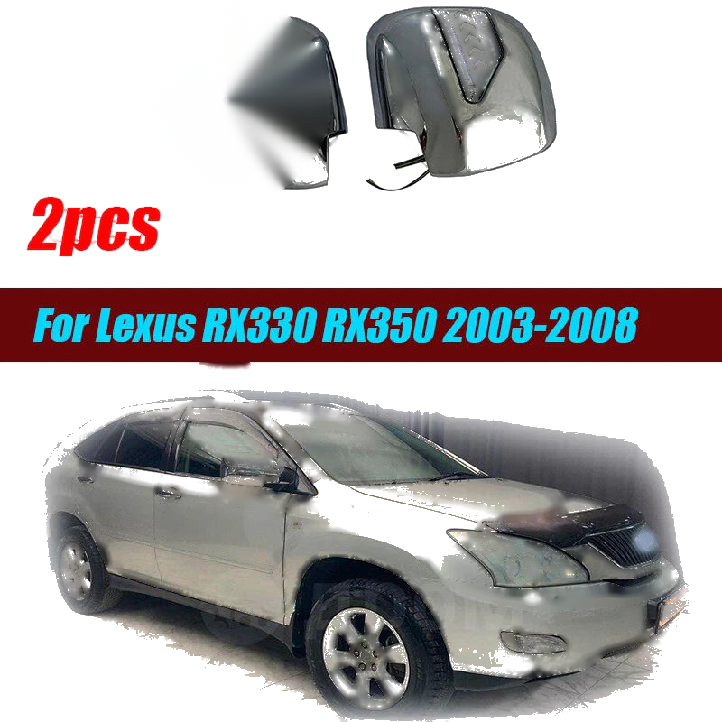 Lexus RX330 RX350 Pair / Rearview Mirror Cover Overlay Silver (2003–2008)