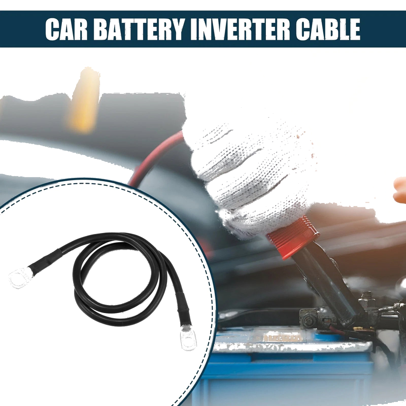 Car Inverter Battery Cable 5/16-3/8 2ft Battery Copper Wire Black