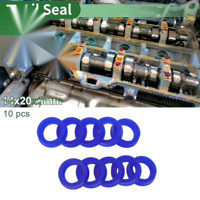 Oil Seal 14x20x6mm TPU Rotary Shaft Seal High Pressure Blue 10 pcs