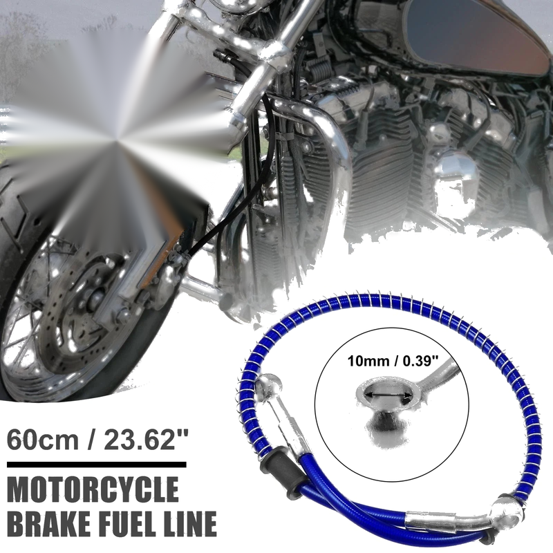 Motorcycle Fitting Ends 60cm 10mm Braided Brake Clutch Oil Hoses Blue