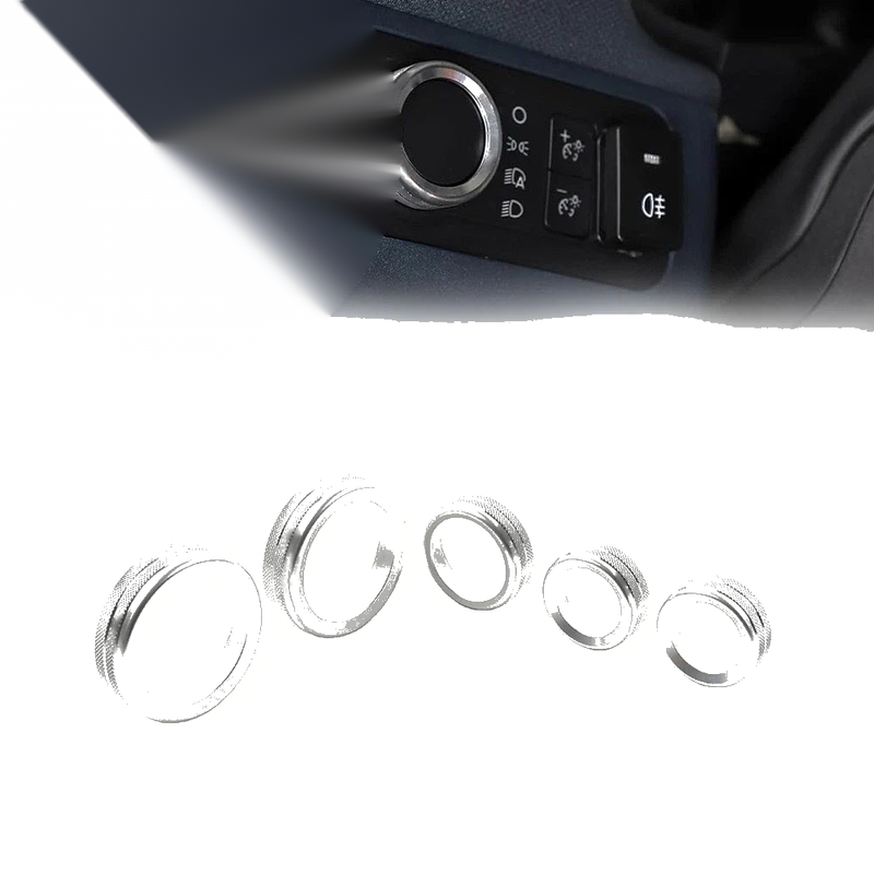 Ford Maverick 5 x Silver AC Headlight Radio Switch Knob Rings (2022-2023)