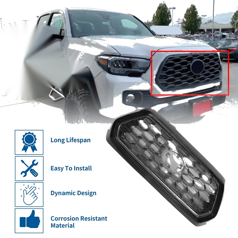 Toyota Tacoma (2021-2023) Black Deep Gray Hood Bumper Grille