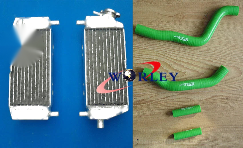 Kawasaki KX125 KX 125 Aluminum Radiator & Blue Hose (2003-2008)