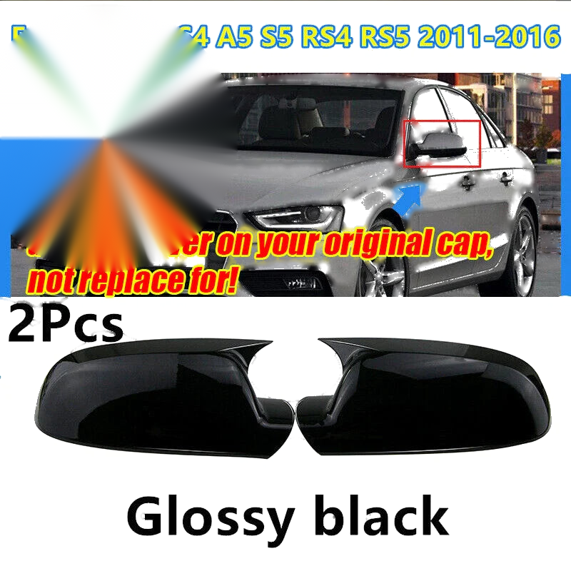 Audi A4 S4 A5 S5 RS4 RS5 Glossy Black OX Horn Mirror Cap (2011–2016)