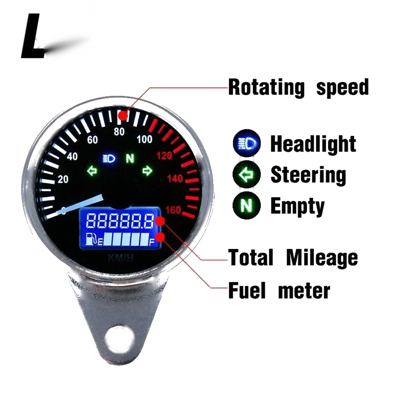 Universal Motorcycle LED Digital LCD Speedometer Tachometer Gauge