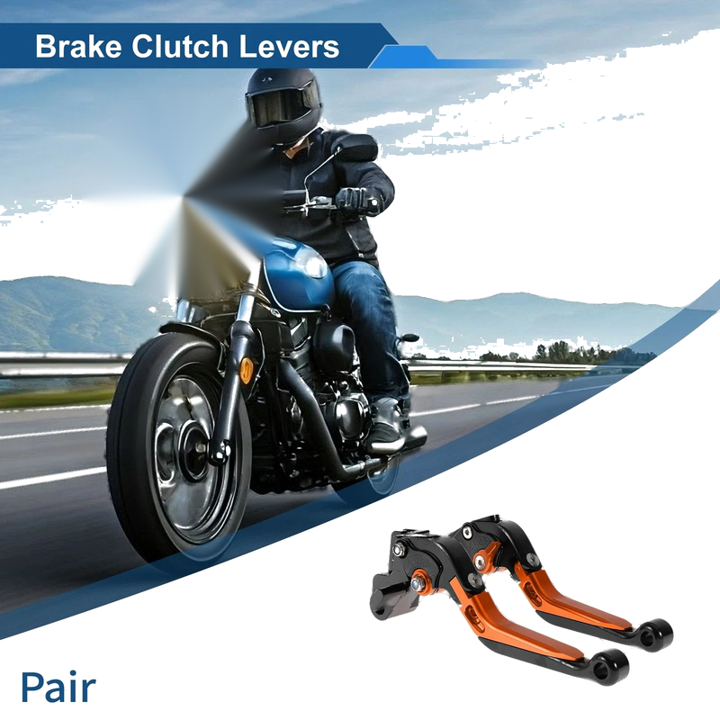 Kawasaki ER-5 Black Orange 2 x Adjustable Short Long Brake Clutch Levers