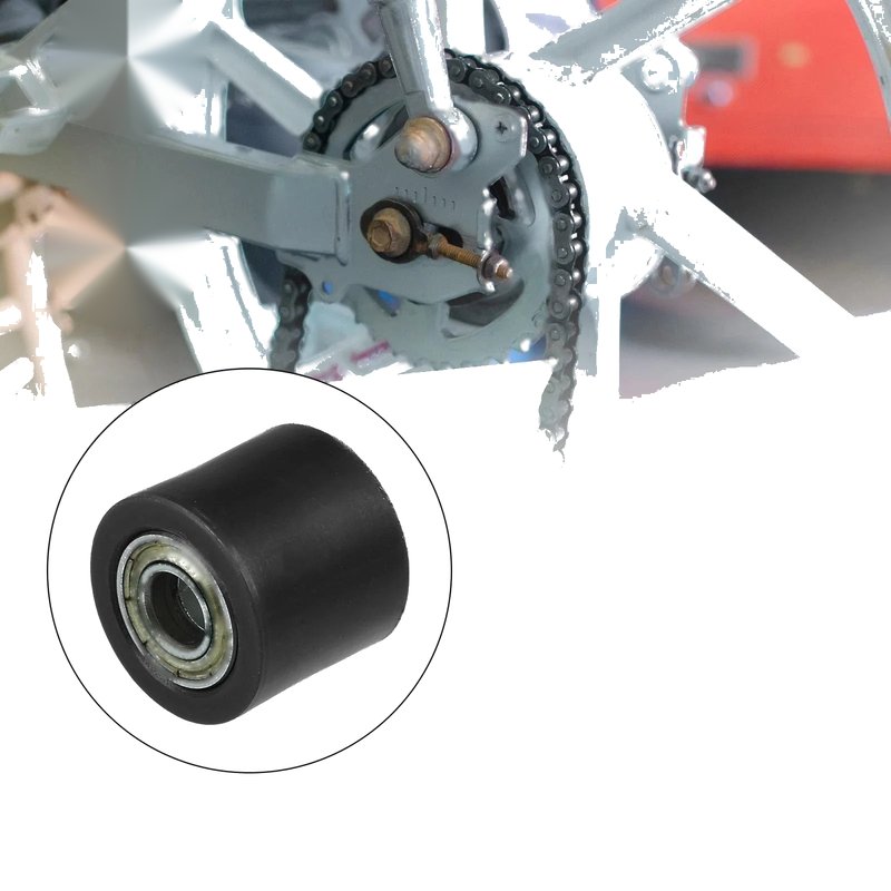 Motorcycle Black 10mm Drive Chain Pulley Roller Slider Tensioner Wheel Guide