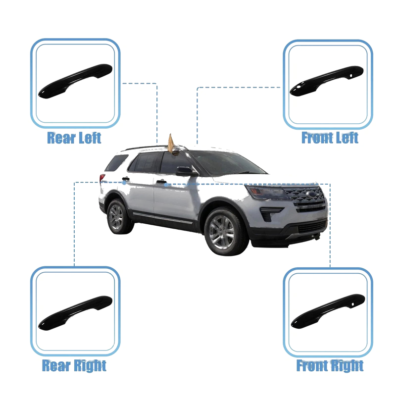 Ford Explorer (2020-2022) Black Accessories 4 x Side Door Handle Cover Trim