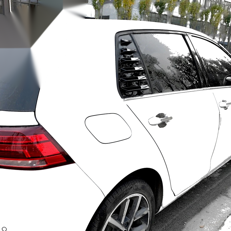 VW Golf 7 (2013-2019) Gloss Black 2 x Rear Window Louver Covers