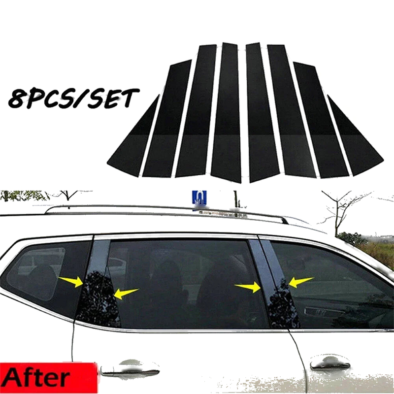 Nissan Rogue 8pcs Glossy Black Window Pillar Post Trim (2014-2020)