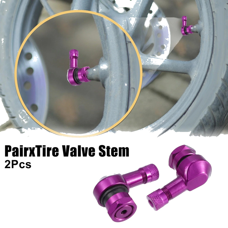 Motorcycle Pair 11.3mm Purple 90 Degree Vacuum Tire Valve Stems Caps