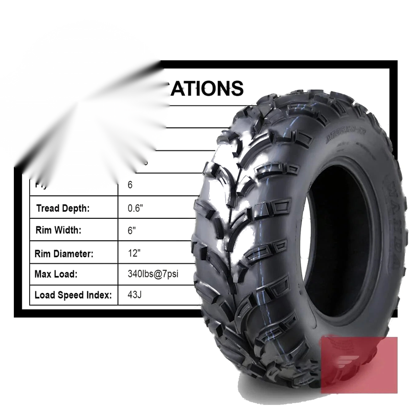 Quad Buggy Go Kart 25x8-12 WANDA Front ATV UTV Tire 6 Ply