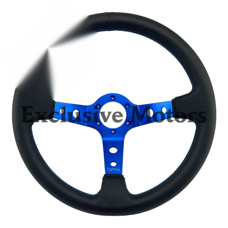 Blue Spoke with Black Leather Steering Wheel