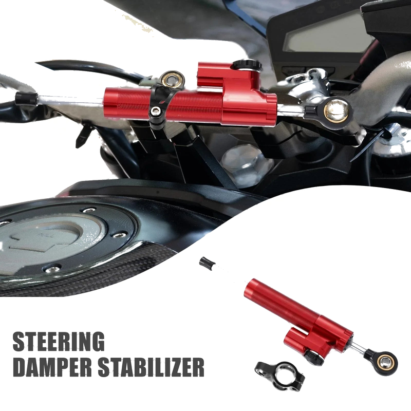 Scooter Steering Damper / Universal / Red Adjustable Linear Stabilizer