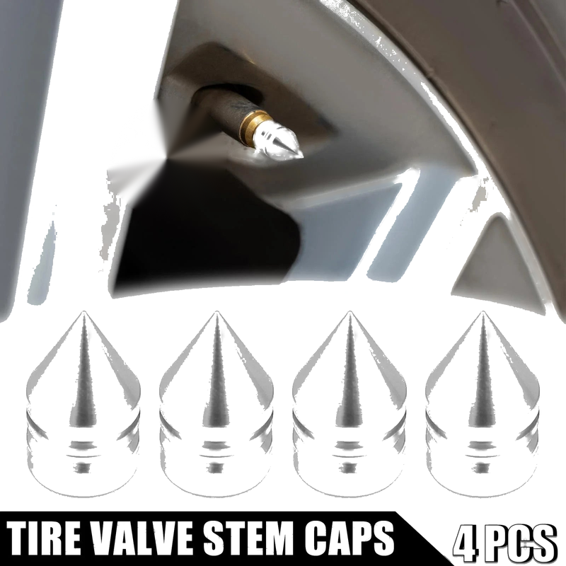 Cars & Motorcycles Tower Air Valve Silver Tone Dustproof Caps / 4 x Tire