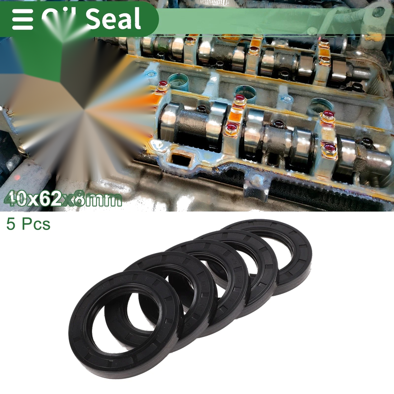 Oil Seal 40x62x8mm NBR Rubber Black 5 Pcs