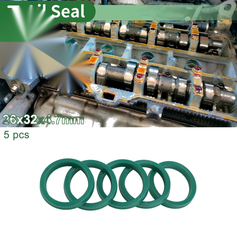 Car Oil Seal Rotary Shaft Seal TPU 26x32x4.7mm High Pressure Green 5 Pcs