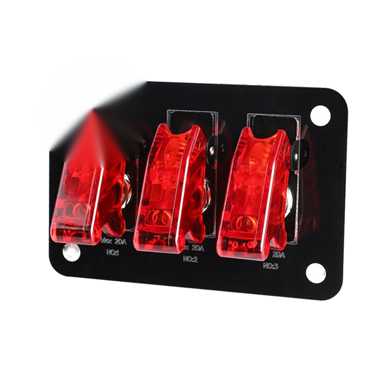 Car Boat RV Marine 3 Gang Toggle Rocker Switch Panel with LED