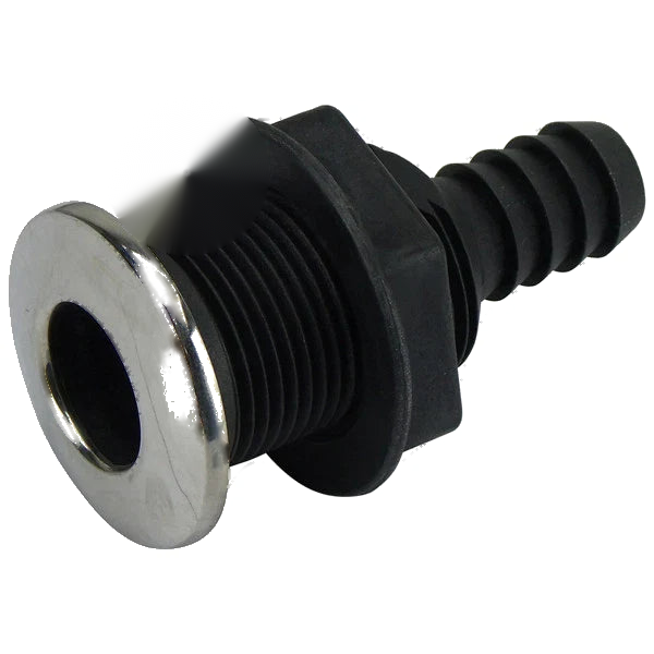 Boats Tail 25mm Non-Return Nylon / Stainless Steel Black Skin Fitting