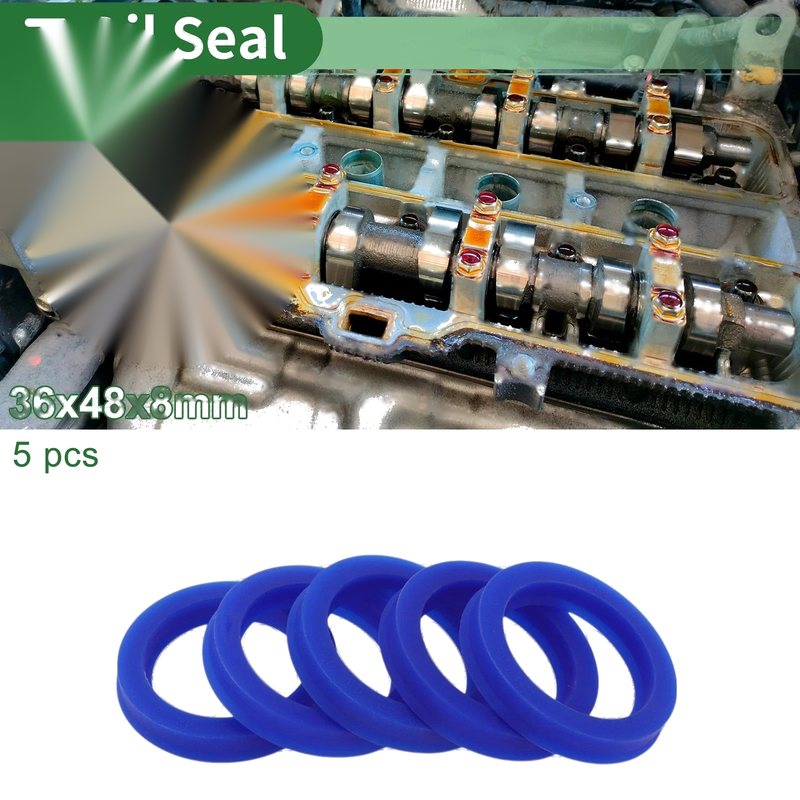 Oil Seal Rotary Shaft TPU 36x48x8mm High Pressure Blue 5 Pcs