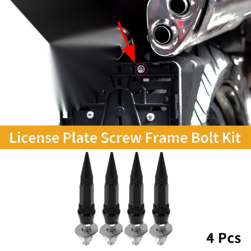 Motorcycle 4 Pcs 82mm M6 License Plate Screws Cover Black