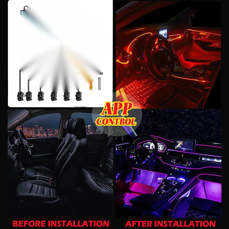 Dodge 1in6 6M RGB LED Car Interior Ambient Light Strips
