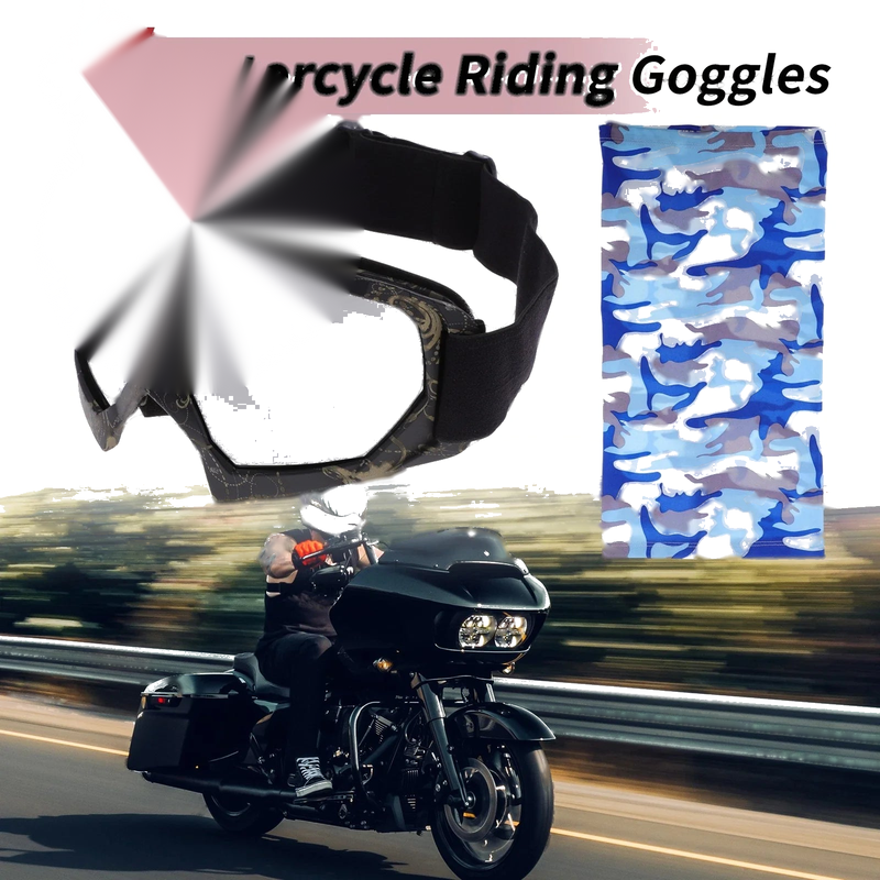 Motorcycle Motorcycle Goggles Silver Tone Lens Black Gold Frame PC TPU