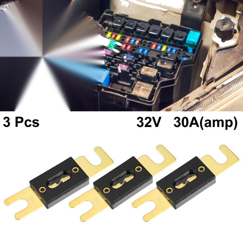 Car, Truck, Motorcycle, Boat Audio 3 x ANL 30A Fuses